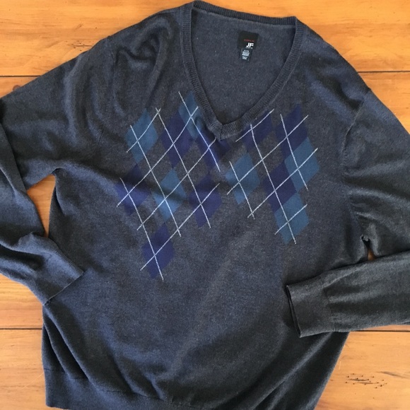 J. Ferrar | Argyle Gray & Blue  Sweater - Picture 1 of 6